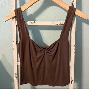 White Fox Brown Tan Cropped Tank Top Size S Women